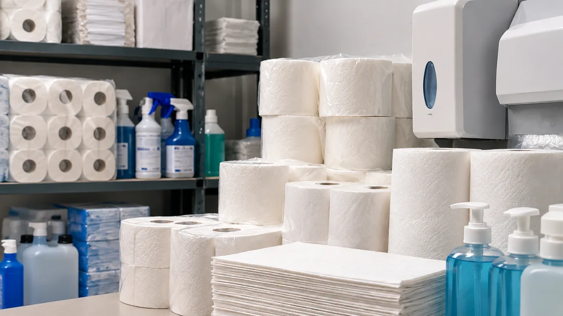Carta igienica, salviette e sapone per la fornitura di materiale igienico